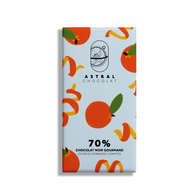 Chocolat noir gourmand 70% Écorces d’oranges confites