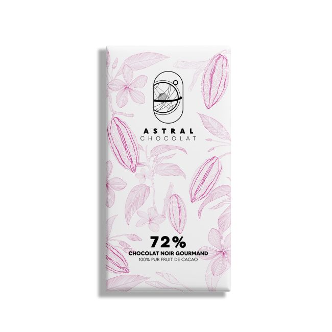Chocolat noir  gourmand 72%100% pur fruit de cacao